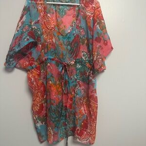 **3 for $15**Blue and Pink Relaxed Tunic with Tie Front